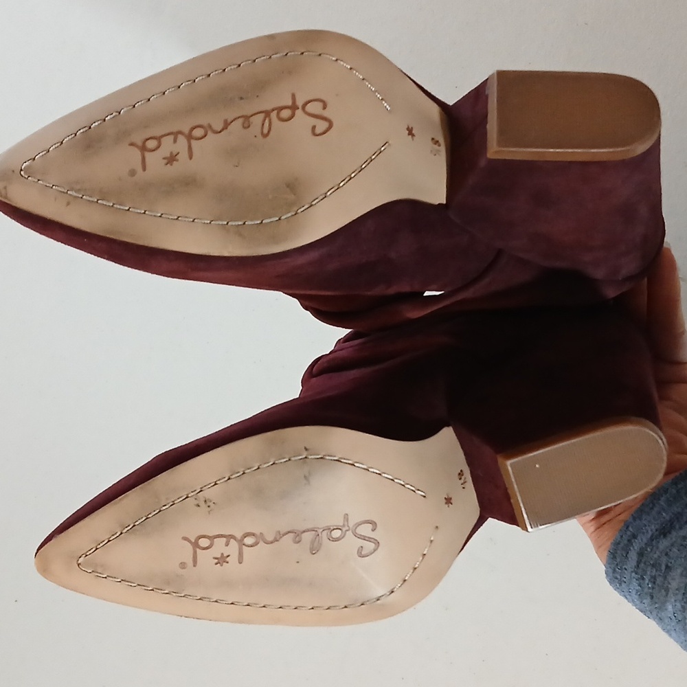 Splendid Womens 8.5 Suede Pointed Toe Burgundy Ankle Boots - Picture 15 of 15